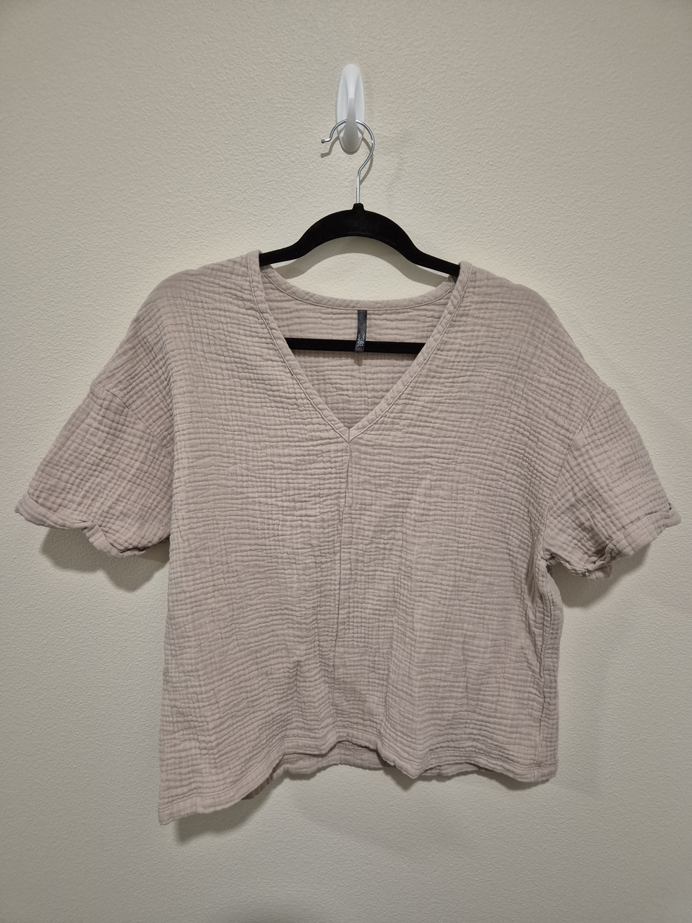 Boxy V-Neck Gauze Top in Dusty Rose - Women's Casual Tee